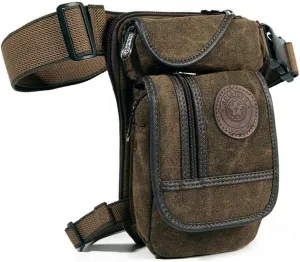 Thigh Drop Leg Bag for Men Women Waist Pack Fanny Pack Tactical Military Motorcycle Rider Multi-pocket Waist Bags Mens Travel Hiking Climbing Cycling Outdoors Fanny Pouch Daypack Coffee