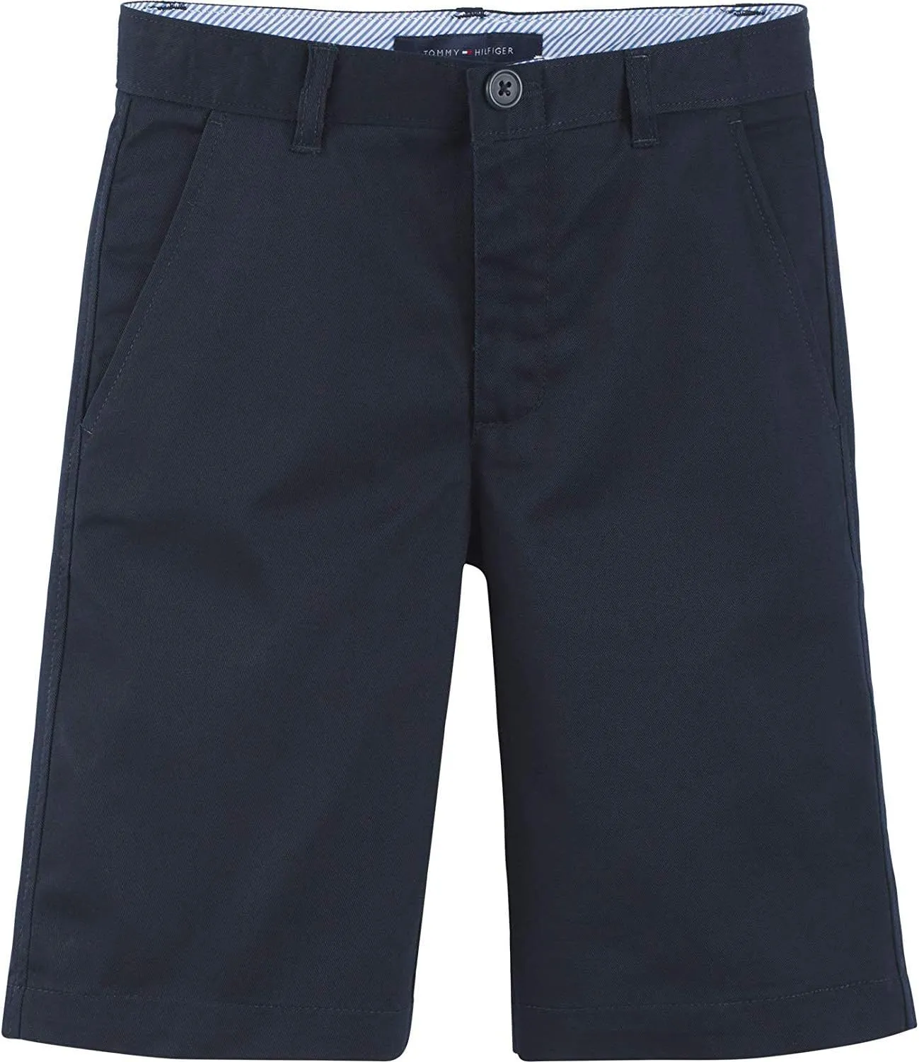 Tommy Hilfiger Boys' Flat Front Twill Blend Shorts School Uniform Clothes For Little Or Big with Husky and Slim Sizes