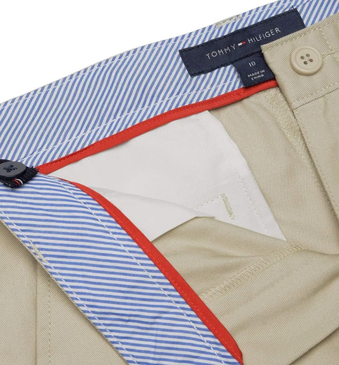 Tommy Hilfiger Boys' Flat Front Twill Blend Shorts School Uniform Clothes For Little Or Big with Husky and Slim Sizes