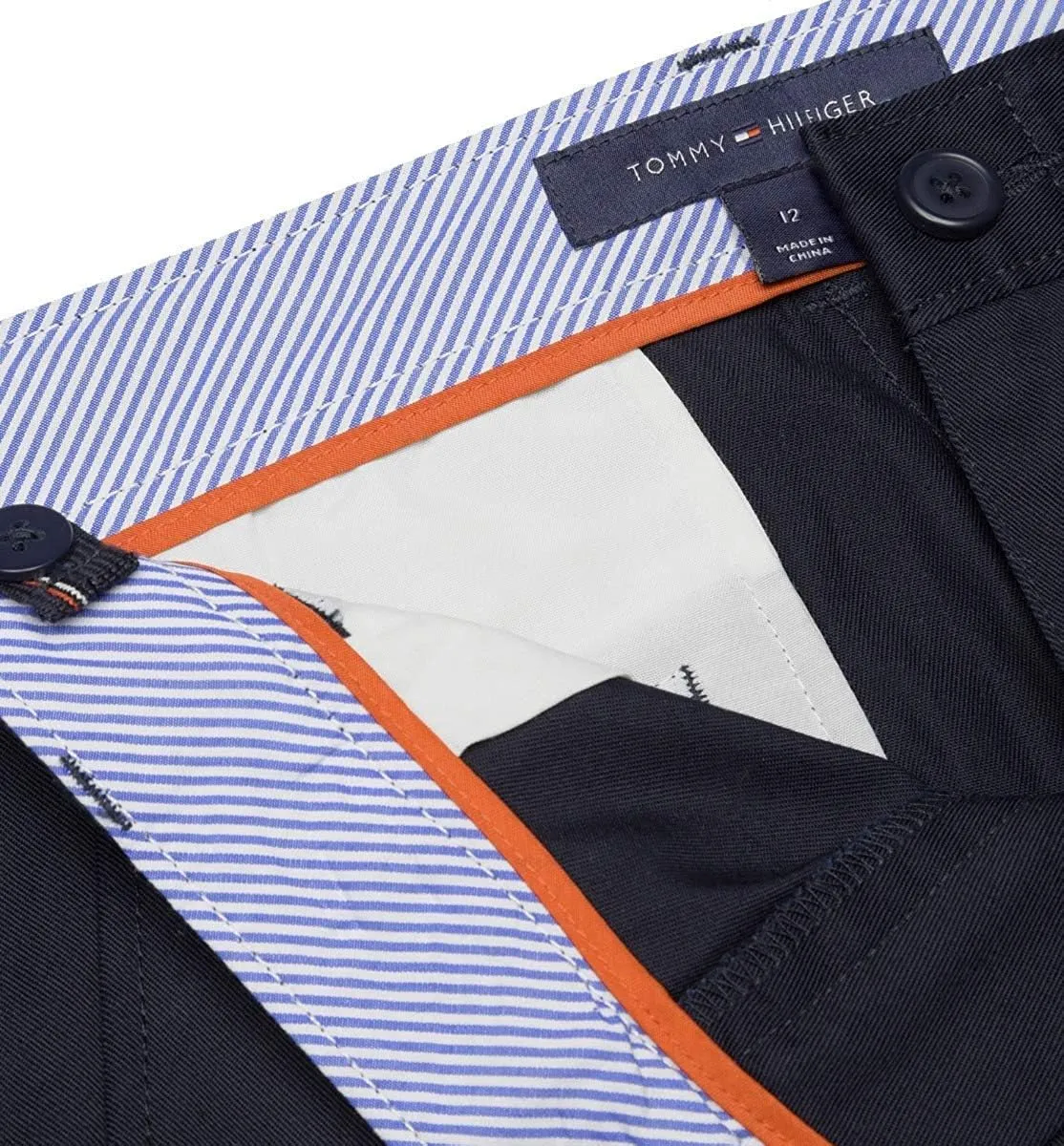 Tommy Hilfiger Boys' Flat Front Twill Blend Shorts School Uniform Clothes For Little Or Big with Husky and Slim Sizes