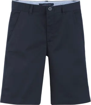 Tommy Hilfiger Boys' Flat Front Twill Blend Shorts School Uniform Clothes For Little Or Big with Husky and Slim Sizes
