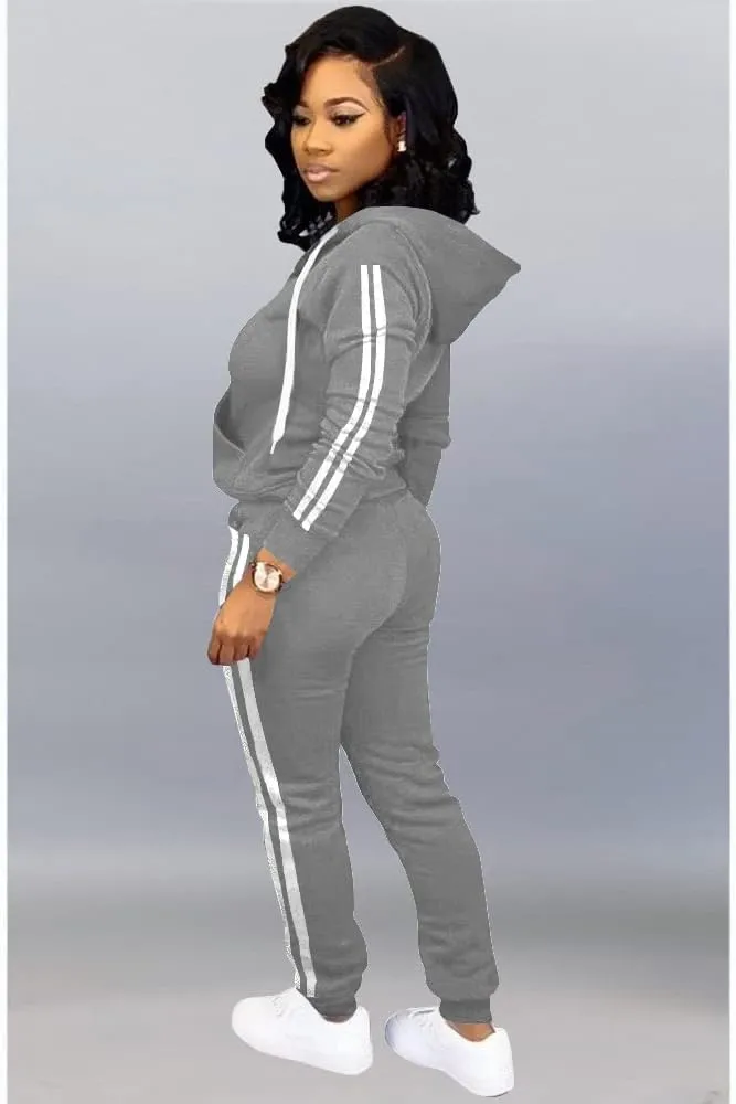 TOPSRANI Womens Two Piece Outfits Casual Sweatsuits Solid Tracksuit Jogging Sweat Suits Matching Jogger Hoodie Pants Set