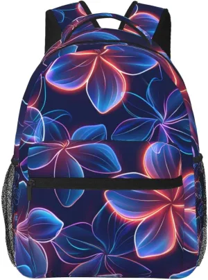 Tropical Hawaii Neon Flowers Backpack Lightweight Laptop Backpack Casual Daypack Travel Double Shoulder Bag For Women Men