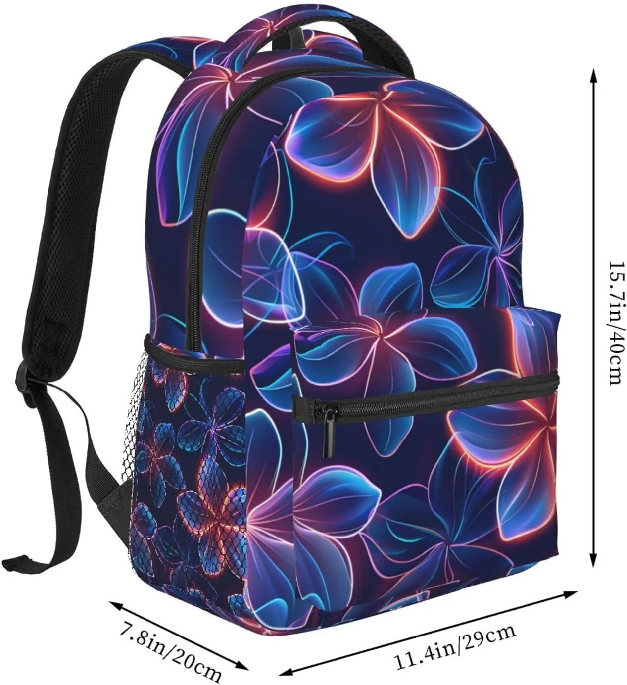 Tropical Hawaii Neon Flowers Backpack Lightweight Laptop Backpack Casual Daypack Travel Double Shoulder Bag For Women Men