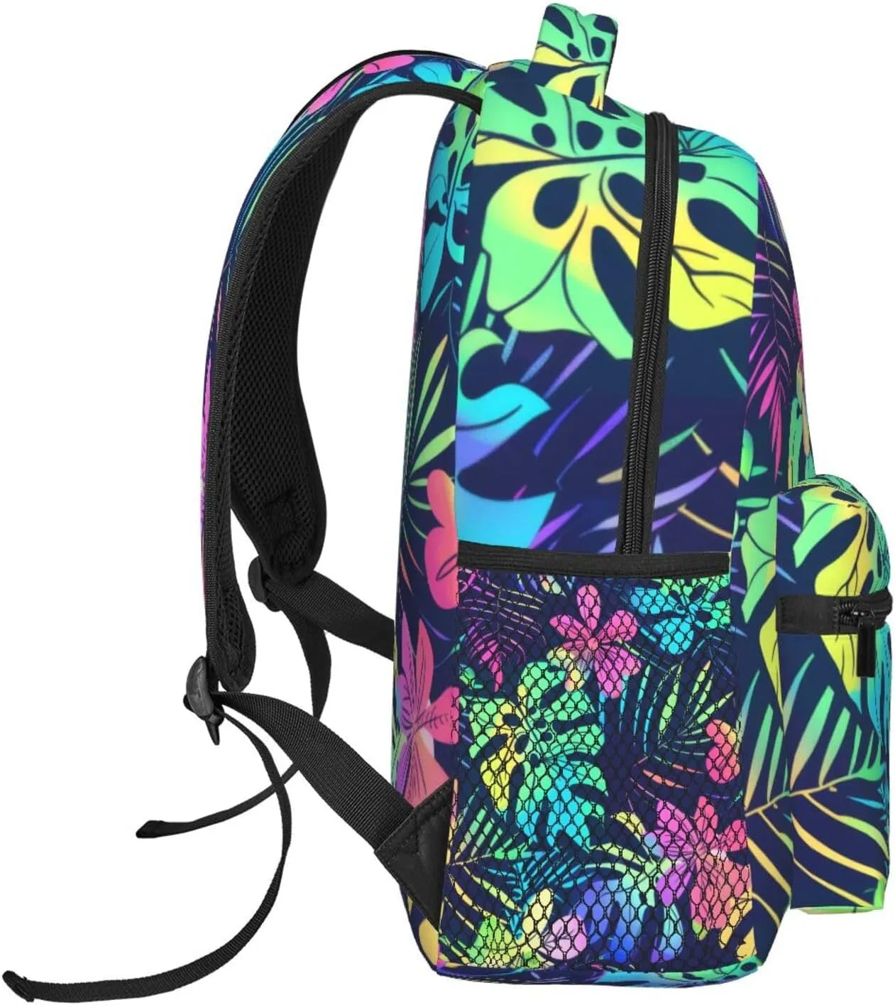 Tropical Hawaiian Neon Palm Leaves Backpack Lightweight Laptop Backpack Casual Daypack Travel Double Shoulder Bag For Women Men