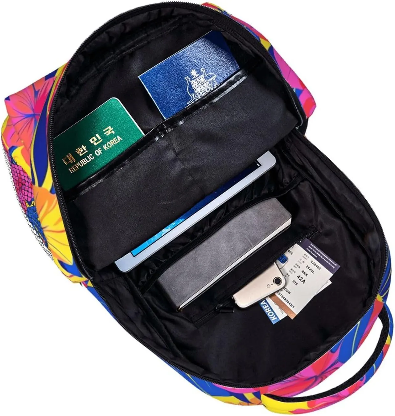 Tropical Hawaiian Neon Palm Leaves Backpack Lightweight Laptop Backpack Casual Daypack Travel Double Shoulder Bag For Women Men