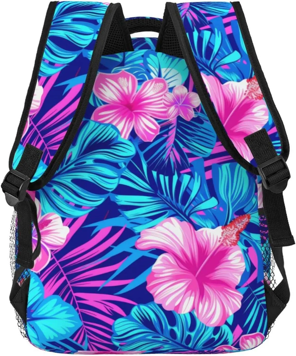 Tropical Hawaiian Neon Palm Leaves Backpack Lightweight Laptop Backpack Casual Daypack Travel Double Shoulder Bag For Women Men