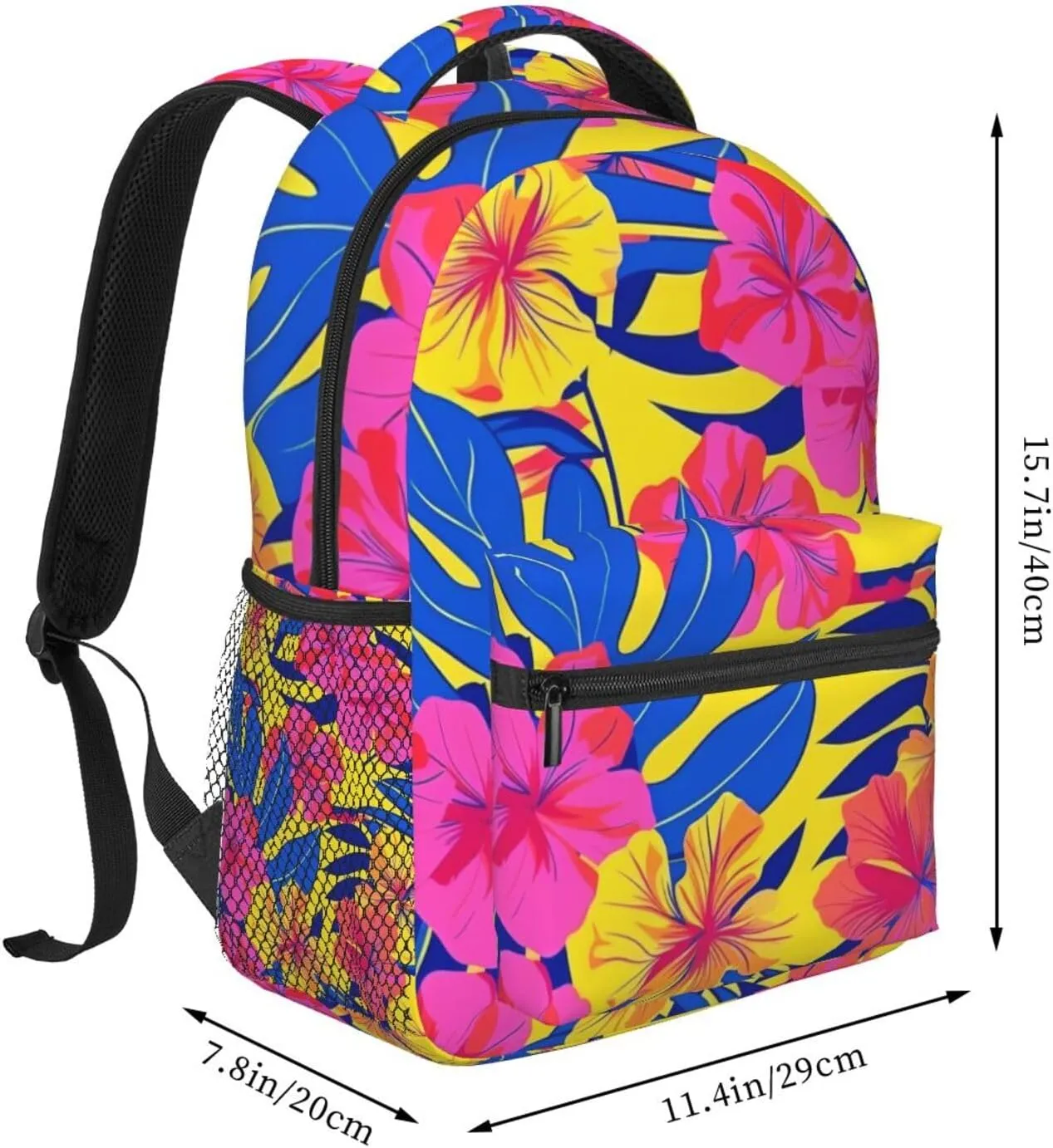 Tropical Hawaiian Neon Palm Leaves Backpack Lightweight Laptop Backpack Casual Daypack Travel Double Shoulder Bag For Women Men
