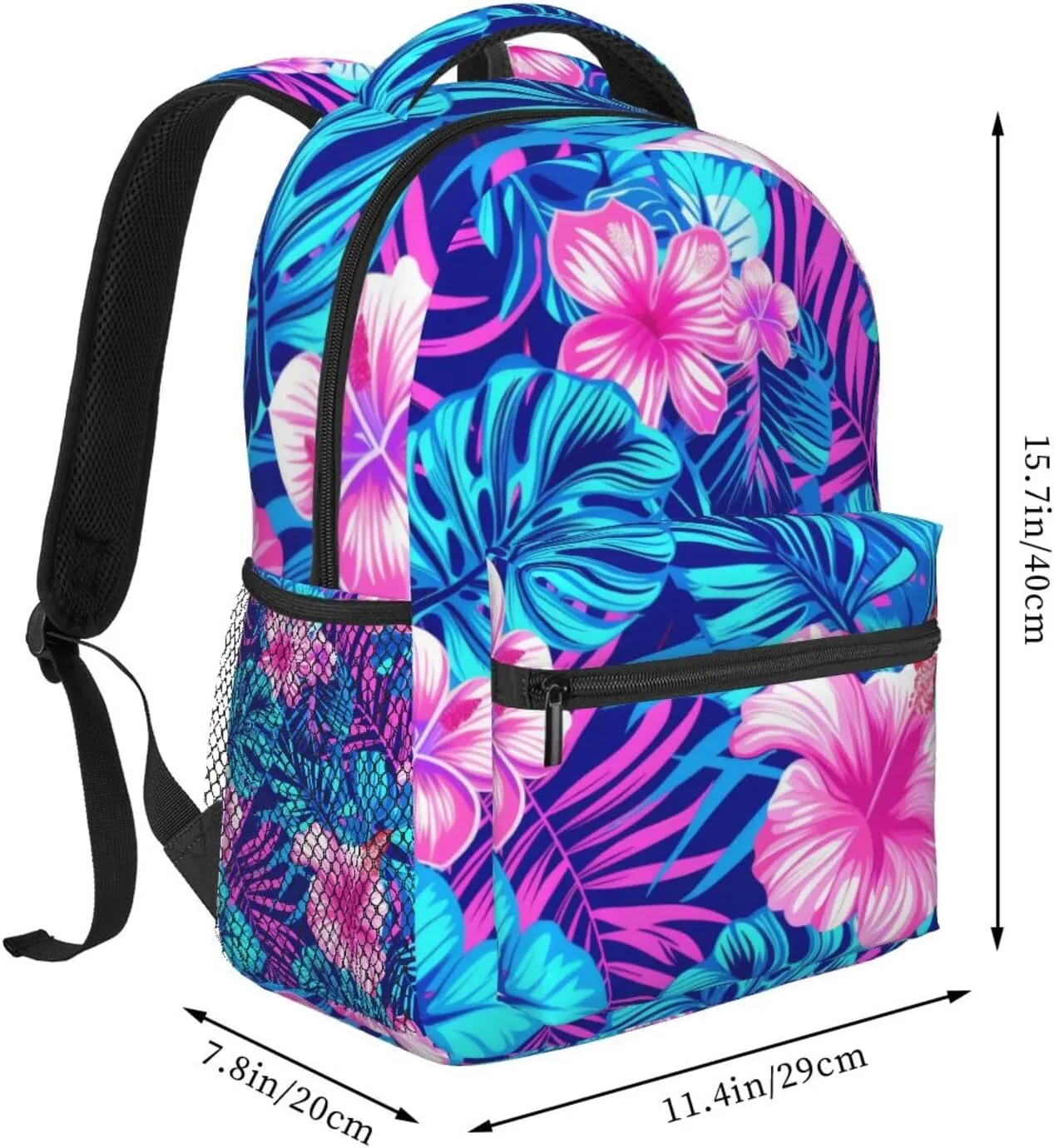 Tropical Hawaiian Neon Palm Leaves Backpack Lightweight Laptop Backpack Casual Daypack Travel Double Shoulder Bag For Women Men