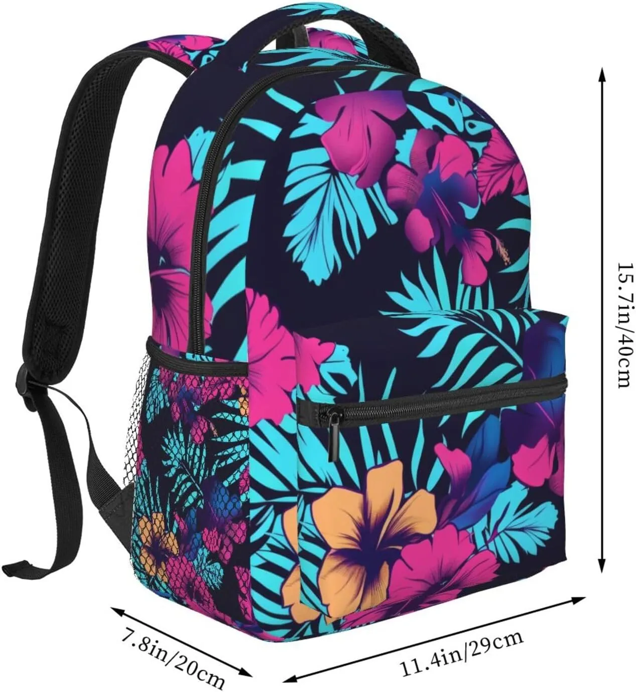 Tropical Hawaiian Neon Palm Leaves Backpack Lightweight Laptop Backpack Casual Daypack Travel Double Shoulder Bag For Women Men