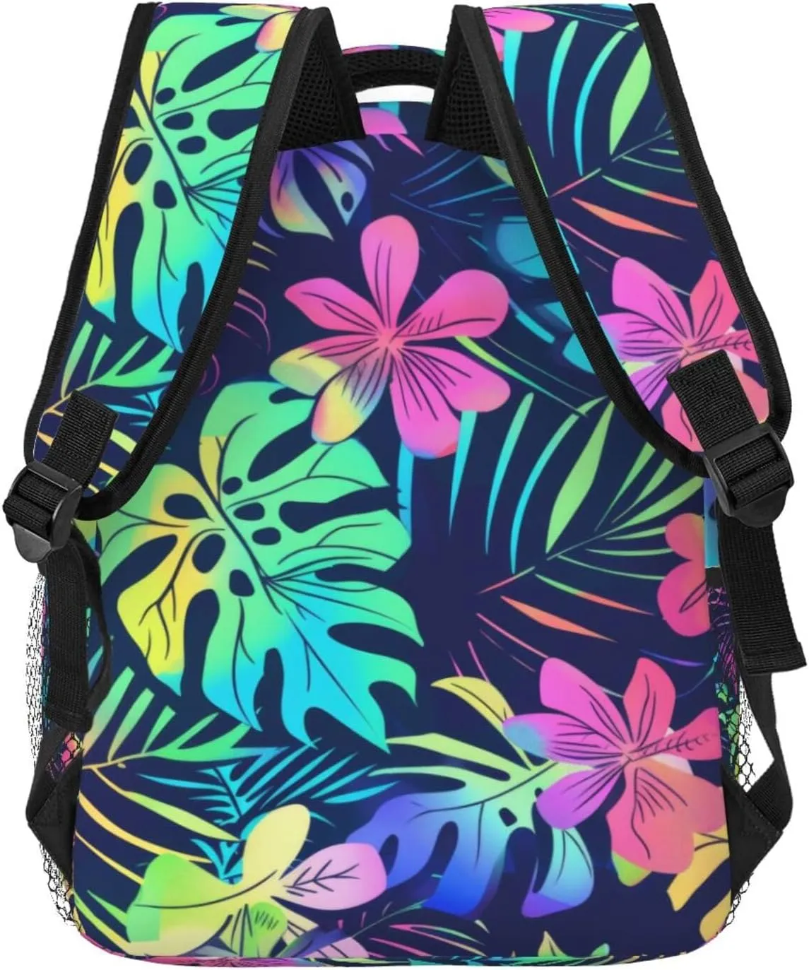 Tropical Hawaiian Neon Palm Leaves Backpack Lightweight Laptop Backpack Casual Daypack Travel Double Shoulder Bag For Women Men