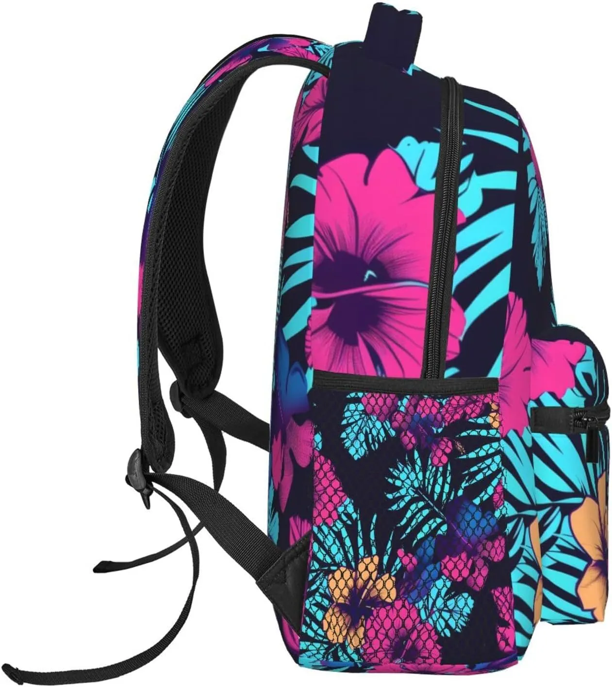 Tropical Hawaiian Neon Palm Leaves Backpack Lightweight Laptop Backpack Casual Daypack Travel Double Shoulder Bag For Women Men