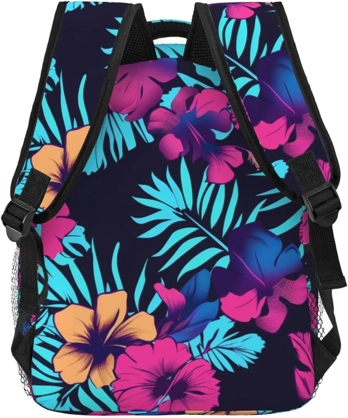 Tropical Hawaiian Neon Palm Leaves Backpack Lightweight Laptop Backpack Casual Daypack Travel Double Shoulder Bag For Women Men