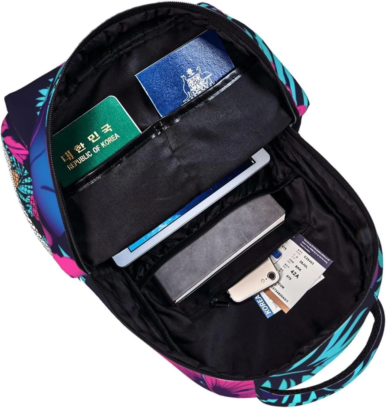 Tropical Hawaiian Neon Palm Leaves Backpack Lightweight Laptop Backpack Casual Daypack Travel Double Shoulder Bag For Women Men