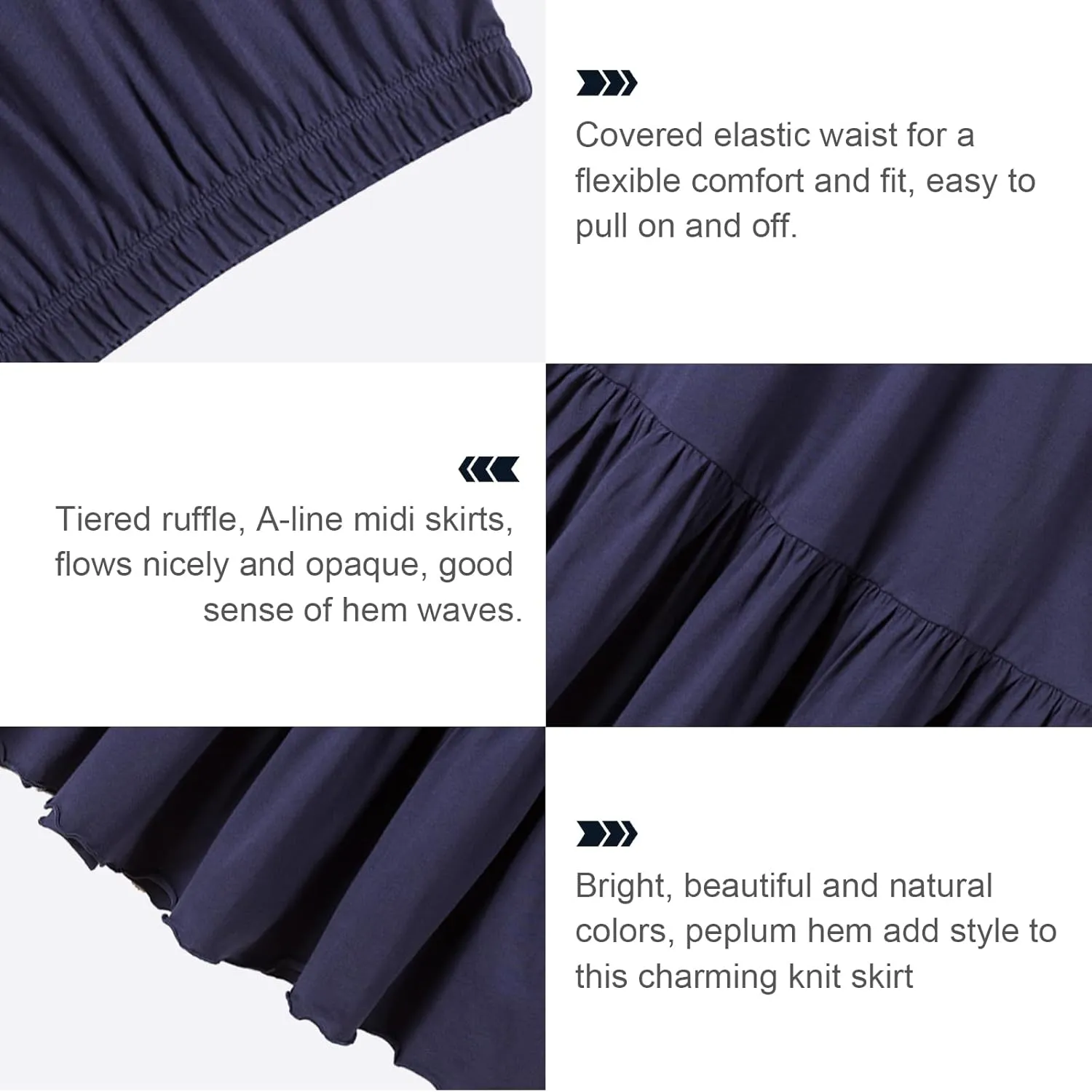 UNACOO Girls Skirts Cotton Maxi Skirts Long Skirt Elastic Waistband Ruffle Skirt Casual Mid Skirt Kid Girl 3-12 Years