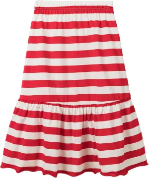 UNACOO Girls Skirts Cotton Maxi Skirts Long Skirt Elastic Waistband Ruffle Skirt Casual Mid Skirt Kid Girl 3-12 Years