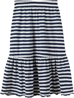 UNACOO Girls Skirts Cotton Maxi Skirts Long Skirt Elastic Waistband Ruffle Skirt Casual Mid Skirt Kid Girl 3-12 Years