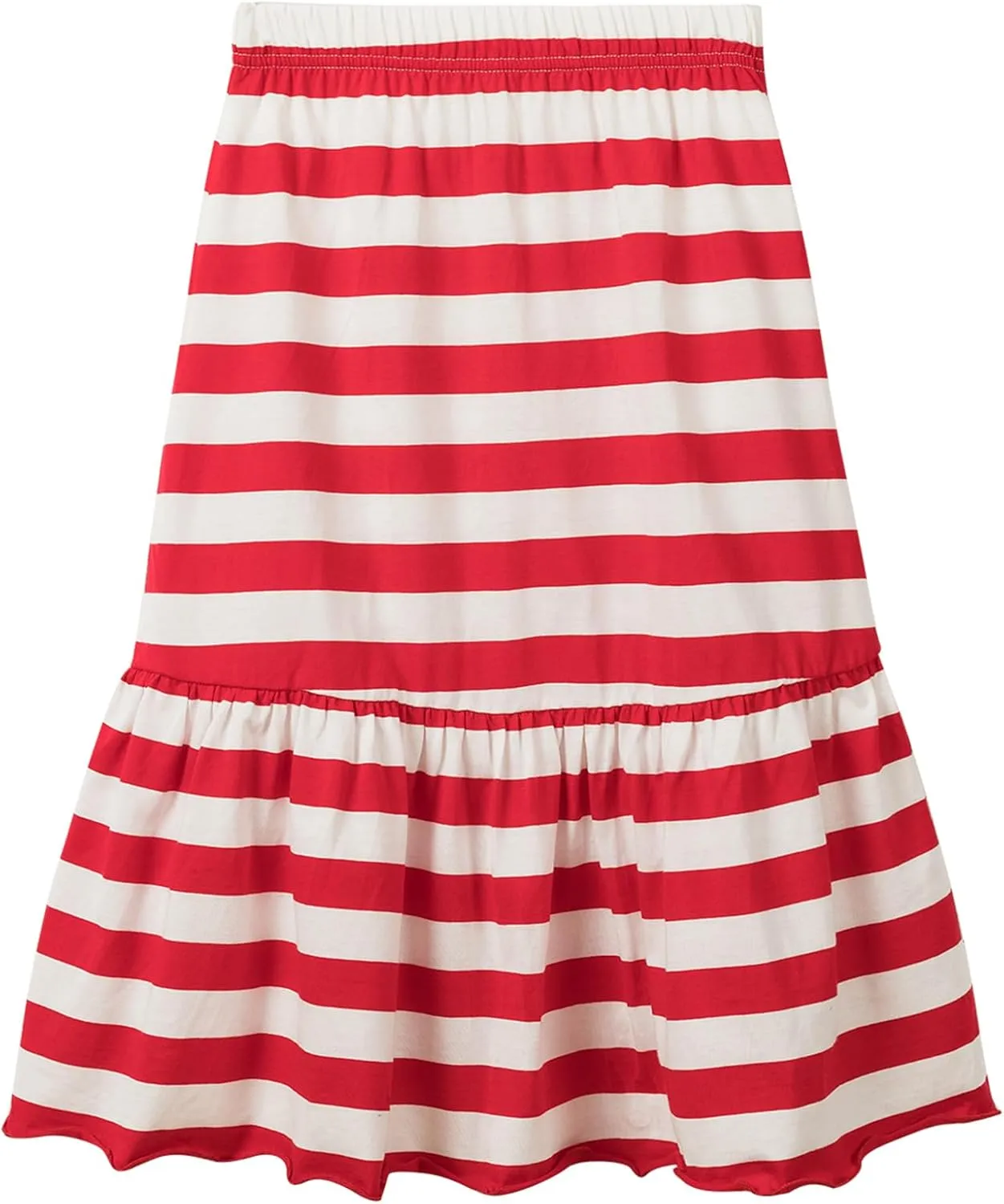 UNACOO Girls Skirts Cotton Maxi Skirts Long Skirt Elastic Waistband Ruffle Skirt Casual Mid Skirt Kid Girl 3-12 Years