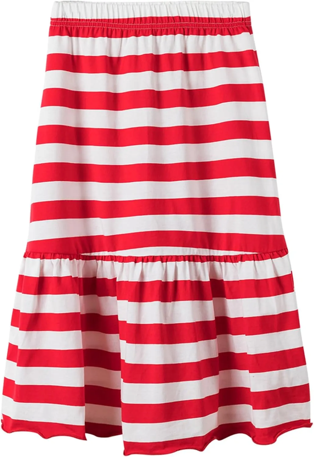 UNACOO Girls Skirts Cotton Maxi Skirts Long Skirt Elastic Waistband Ruffle Skirt Casual Mid Skirt Kid Girl 3-12 Years