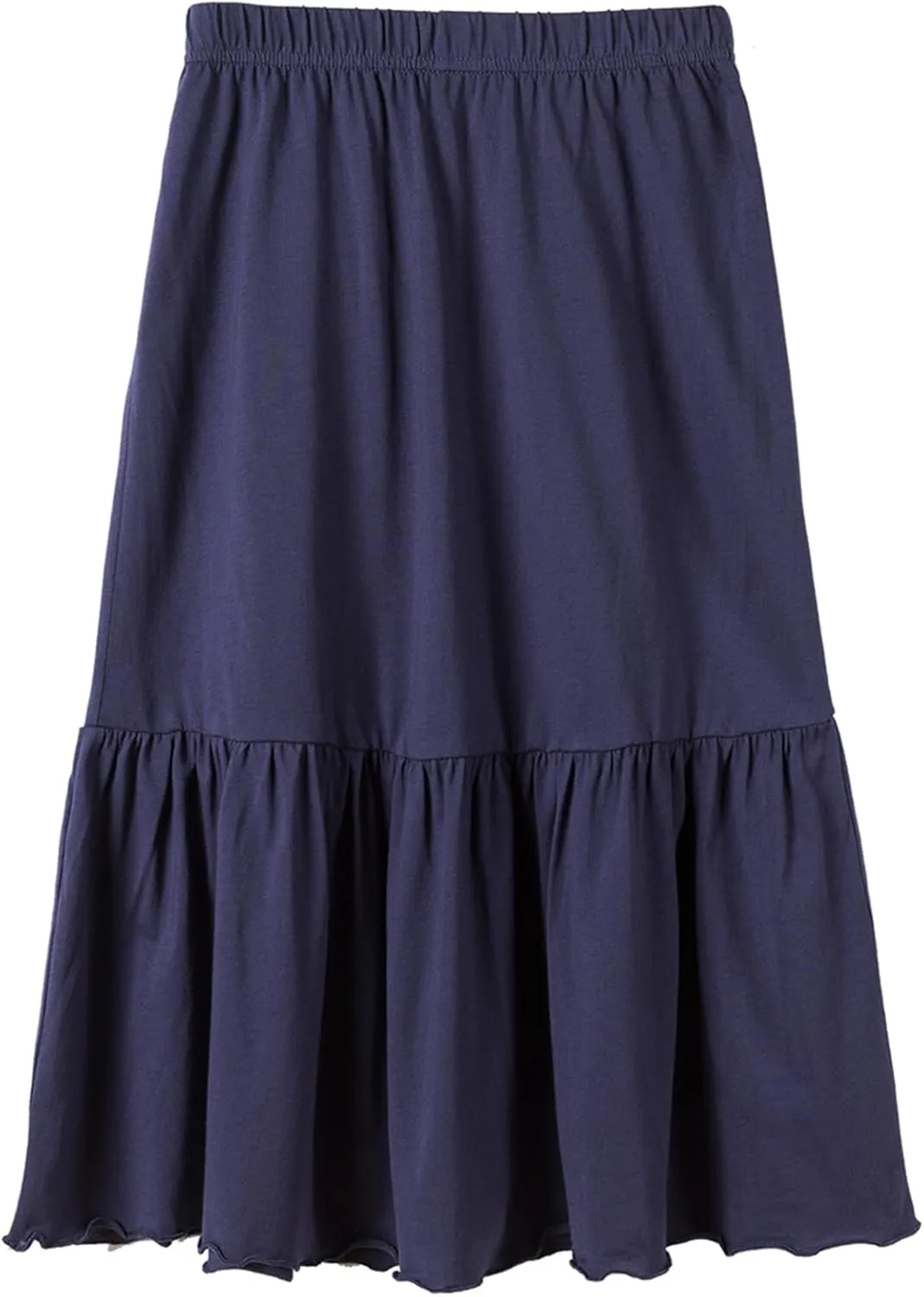 UNACOO Girls Skirts Cotton Maxi Skirts Long Skirt Elastic Waistband Ruffle Skirt Casual Mid Skirt Kid Girl 3-12 Years
