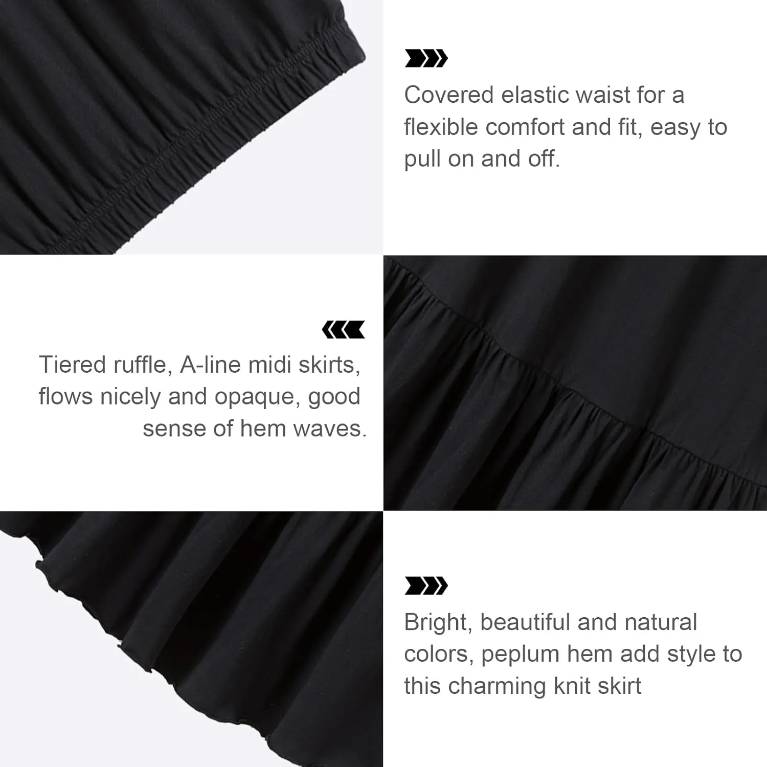 UNACOO Girls Skirts Cotton Maxi Skirts Long Skirt Elastic Waistband Ruffle Skirt Casual Mid Skirt Kid Girl 3-12 Years