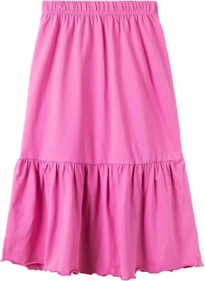 UNACOO Girls Skirts Cotton Maxi Skirts Long Skirt Elastic Waistband Ruffle Skirt Casual Mid Skirt Kid Girl 3-12 Years