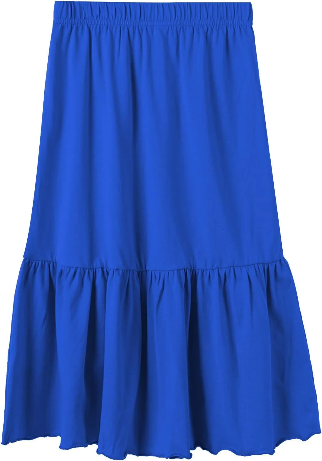 UNACOO Girls Skirts Cotton Maxi Skirts Long Skirt Elastic Waistband Ruffle Skirt Casual Mid Skirt Kid Girl 3-12 Years