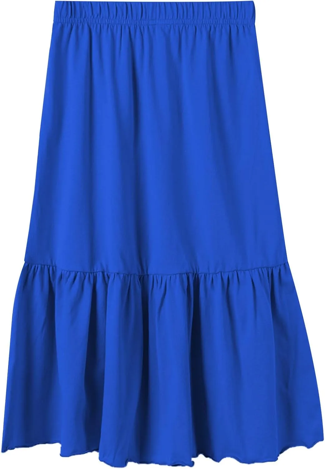 UNACOO Girls Skirts Cotton Maxi Skirts Long Skirt Elastic Waistband Ruffle Skirt Casual Mid Skirt Kid Girl 3-12 Years