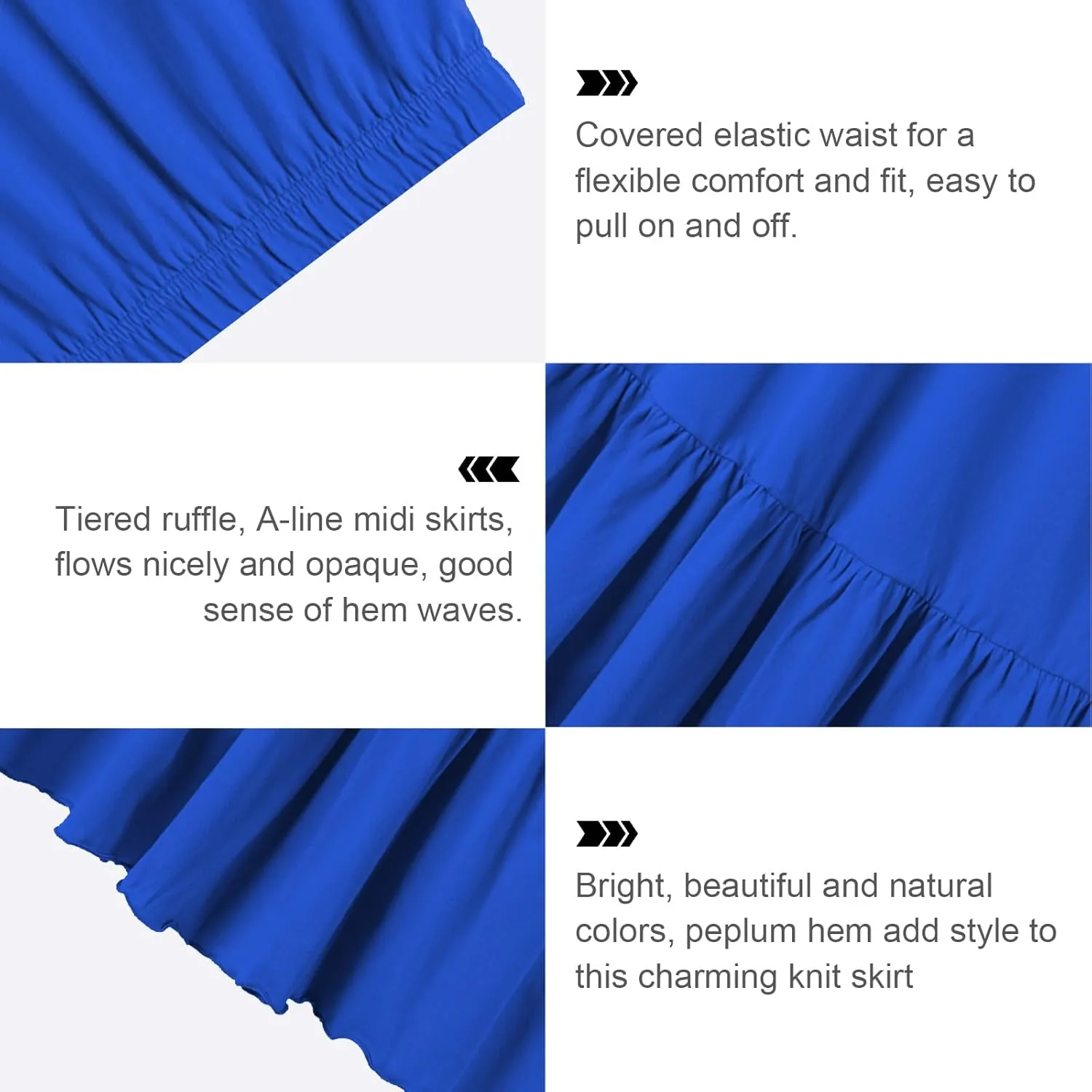 UNACOO Girls Skirts Cotton Maxi Skirts Long Skirt Elastic Waistband Ruffle Skirt Casual Mid Skirt Kid Girl 3-12 Years