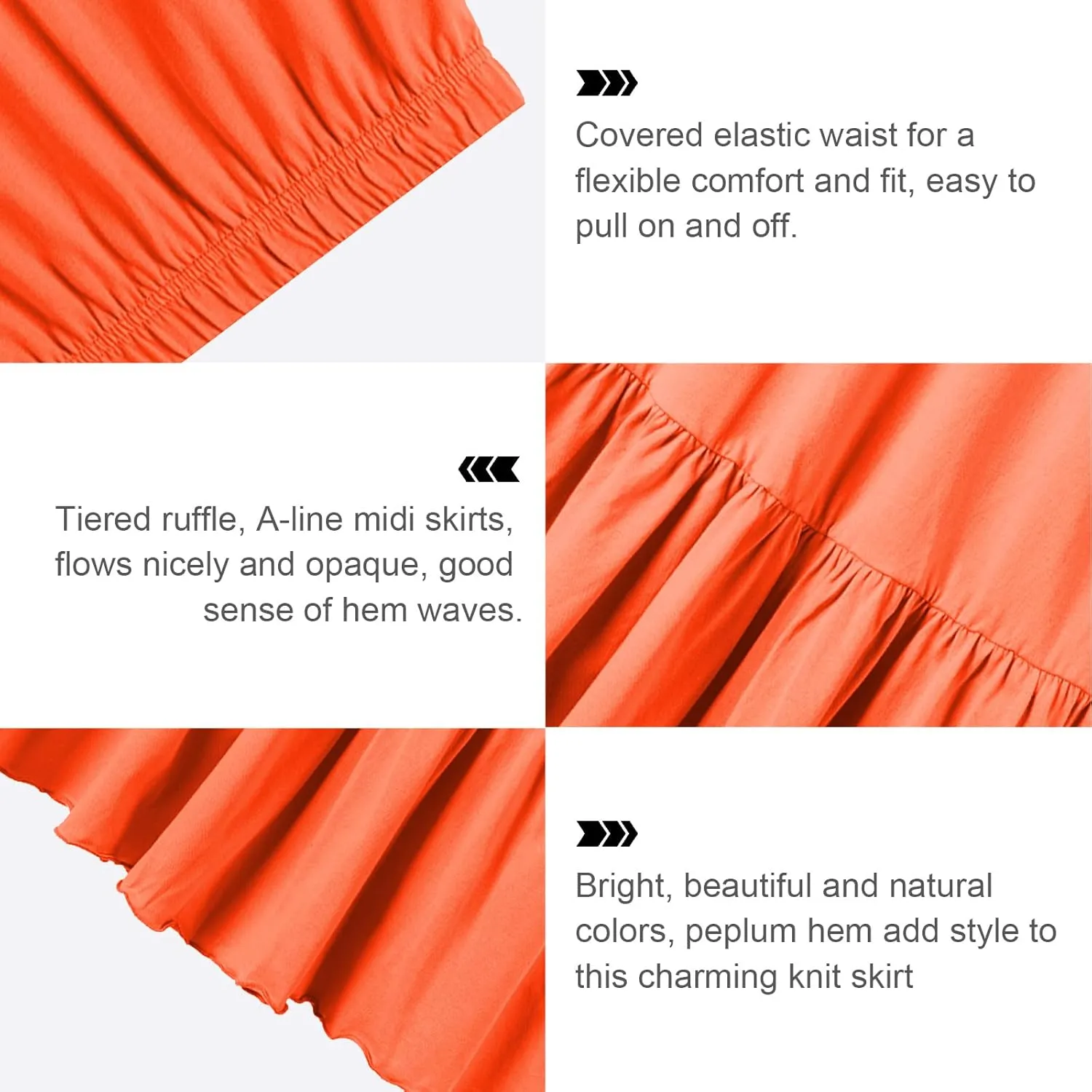 UNACOO Girls Skirts Cotton Maxi Skirts Long Skirt Elastic Waistband Ruffle Skirt Casual Mid Skirt Kid Girl 3-12 Years