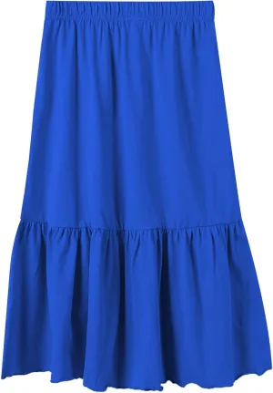 UNACOO Girls Skirts Cotton Maxi Skirts Long Skirt Elastic Waistband Ruffle Skirt Casual Mid Skirt Kid Girl 3-12 Years