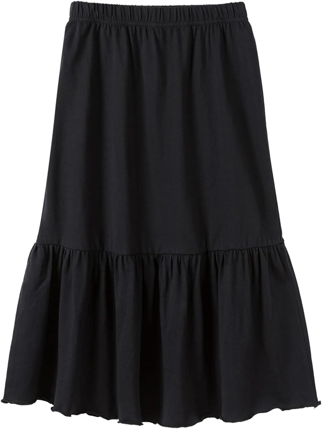 UNACOO Girls Skirts Cotton Maxi Skirts Long Skirt Elastic Waistband Ruffle Skirt Casual Mid Skirt Kid Girl 3-12 Years