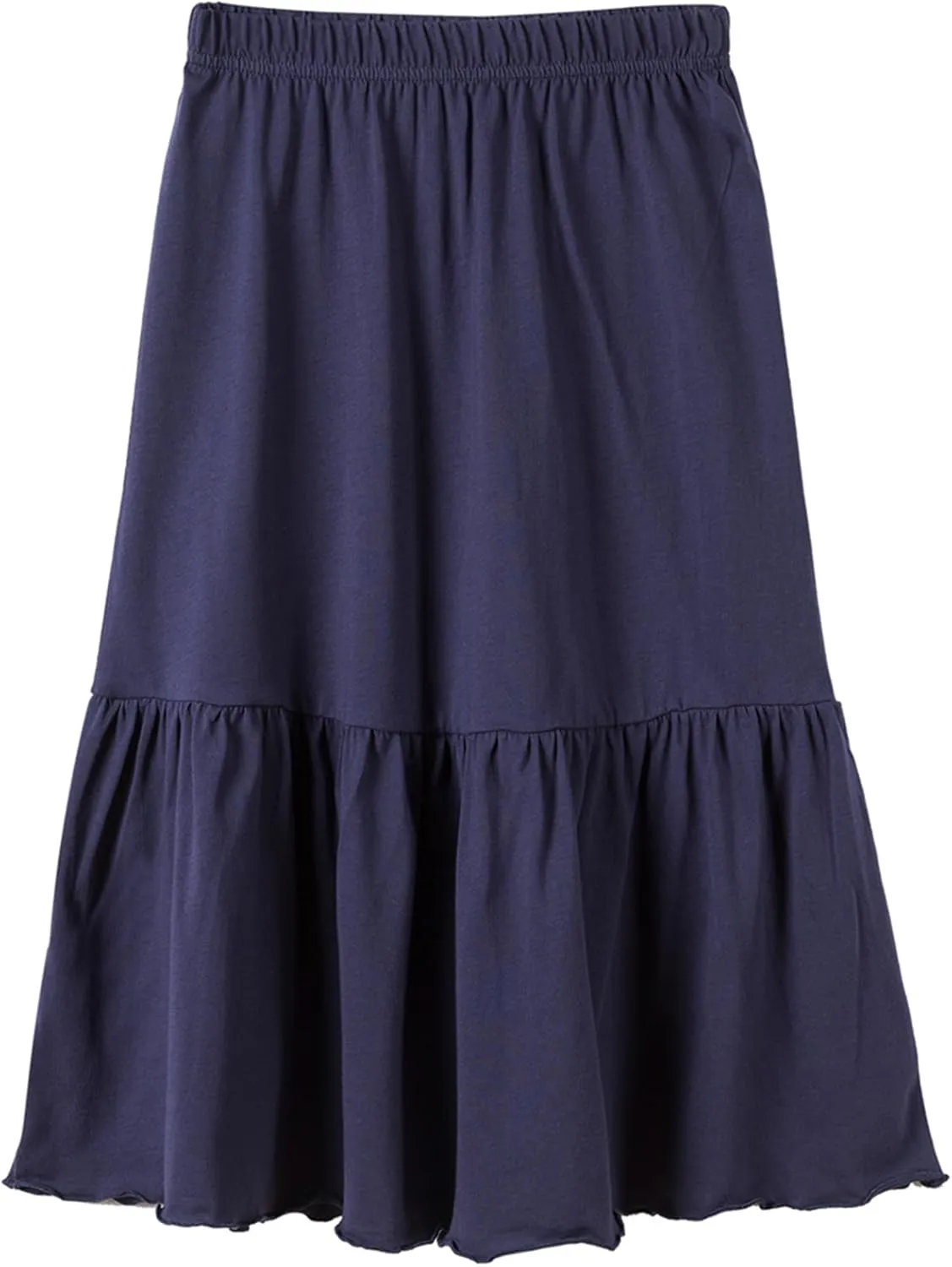 UNACOO Girls Skirts Cotton Maxi Skirts Long Skirt Elastic Waistband Ruffle Skirt Casual Mid Skirt Kid Girl 3-12 Years