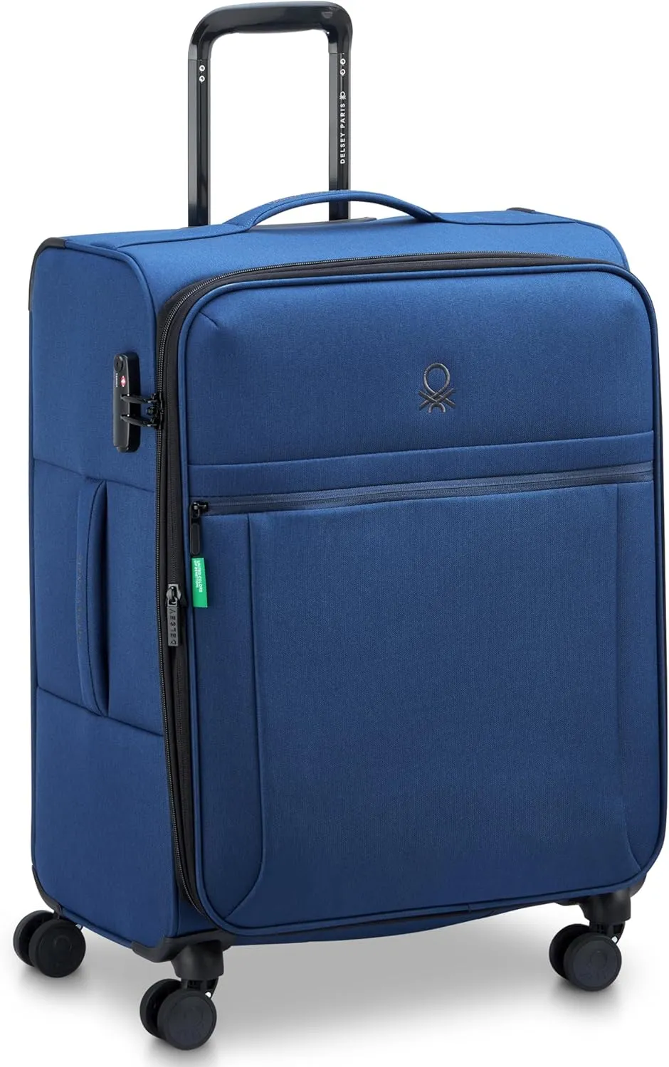 United Colors of Benetton Be Softside Expandable Luggage with Spinner Wheels, Faded Denim, Checked-Medium 23 Inch