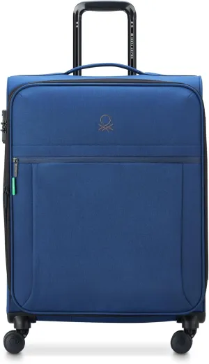 United Colors of Benetton Be Softside Expandable Luggage with Spinner Wheels, Faded Denim, Checked-Medium 23 Inch