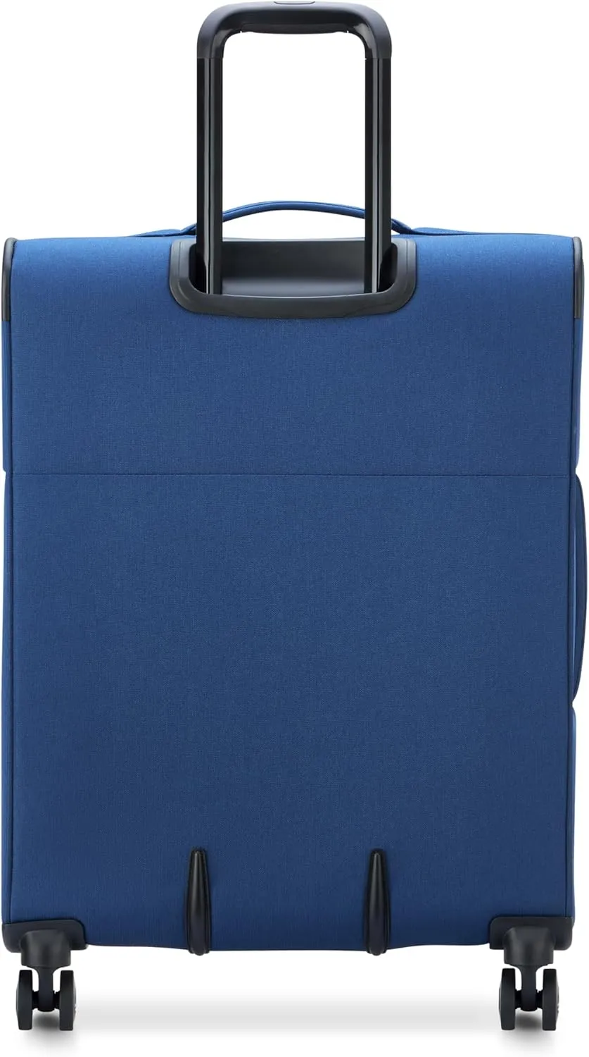United Colors of Benetton Be Softside Expandable Luggage with Spinner Wheels, Faded Denim, Checked-Medium 23 Inch