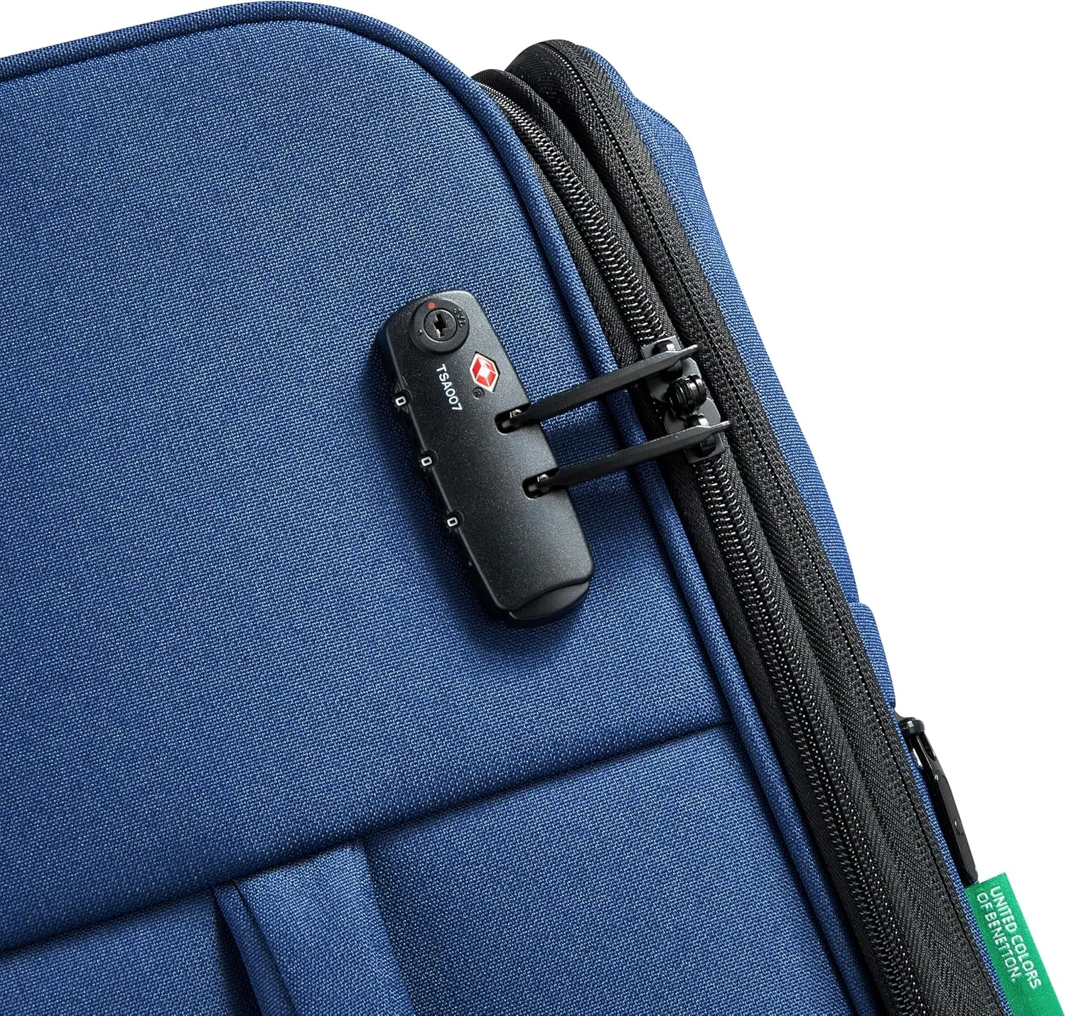 United Colors of Benetton Be Softside Expandable Luggage with Spinner Wheels, Faded Denim, Checked-Medium 23 Inch