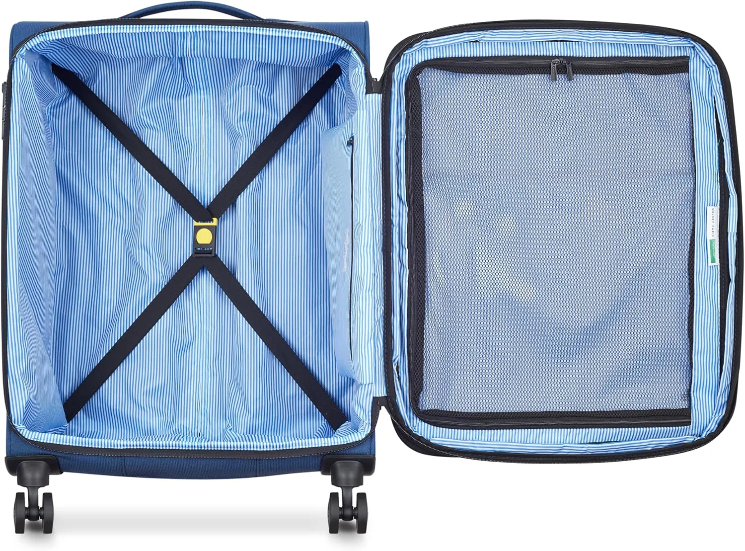 United Colors of Benetton Be Softside Expandable Luggage with Spinner Wheels, Faded Denim, Checked-Medium 23 Inch