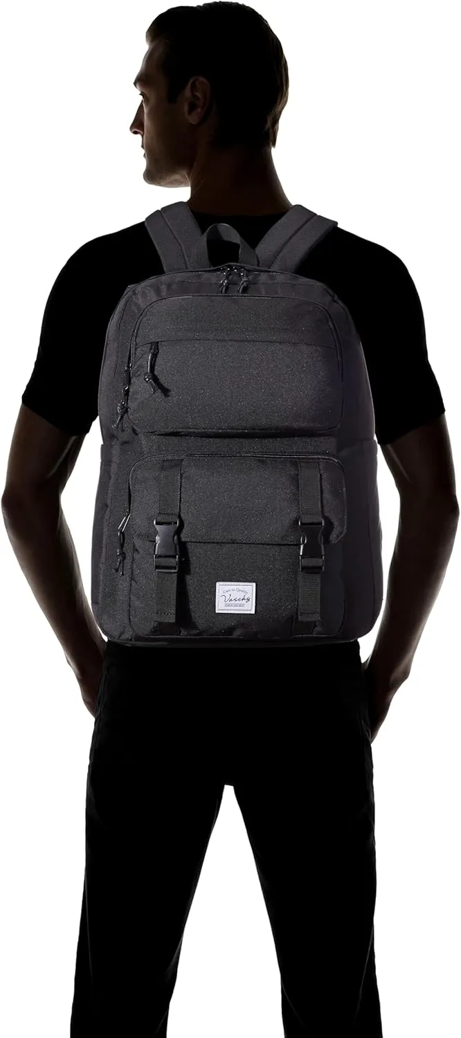 VASCHY Backpack for Men, Unisex Large Fashion Schoolbag Book bag Rucksack for High School/College/Work/Travel/Commuter Black