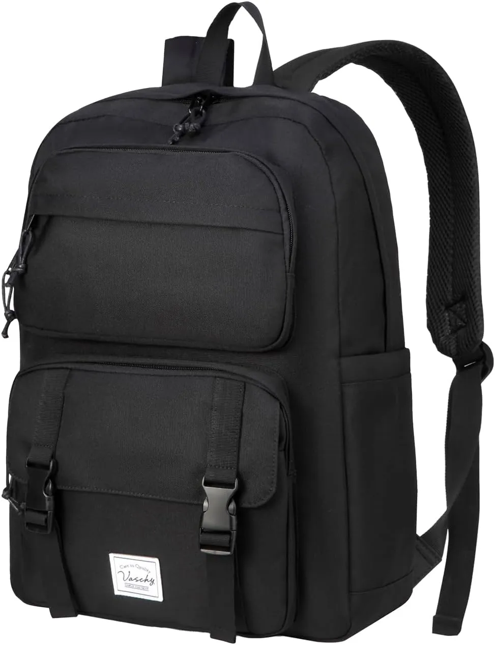 VASCHY Backpack for Men, Unisex Large Fashion Schoolbag Book bag Rucksack for High School/College/Work/Travel/Commuter Black