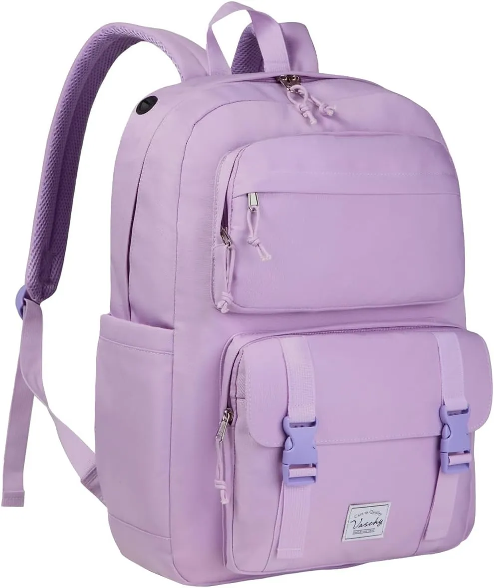 VASCHY Travel Backpack for Girls, Large Fashion Schoolbag Book Bag Rucksack for High School/College/Work/Daypack/Commuter Purple