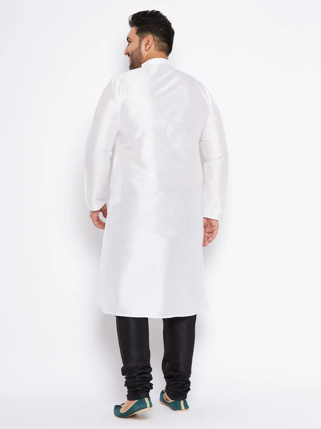 VASTRAMAY White Silk Blend Kurta Set