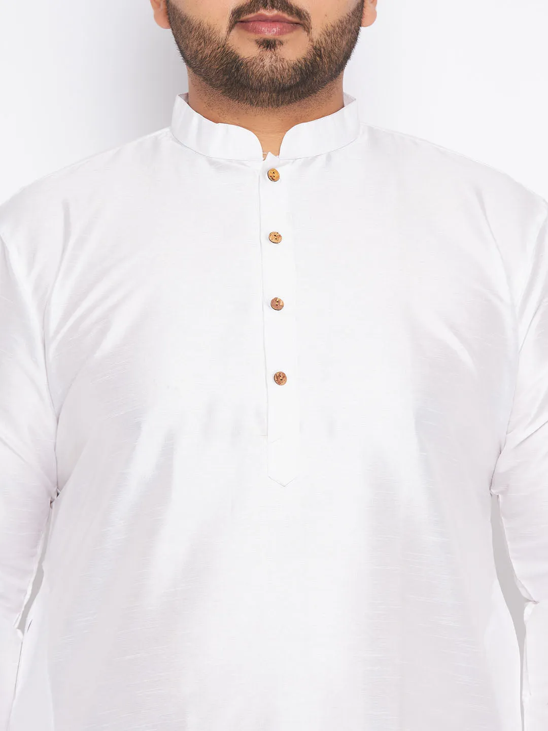 VASTRAMAY White Silk Blend Kurta Set