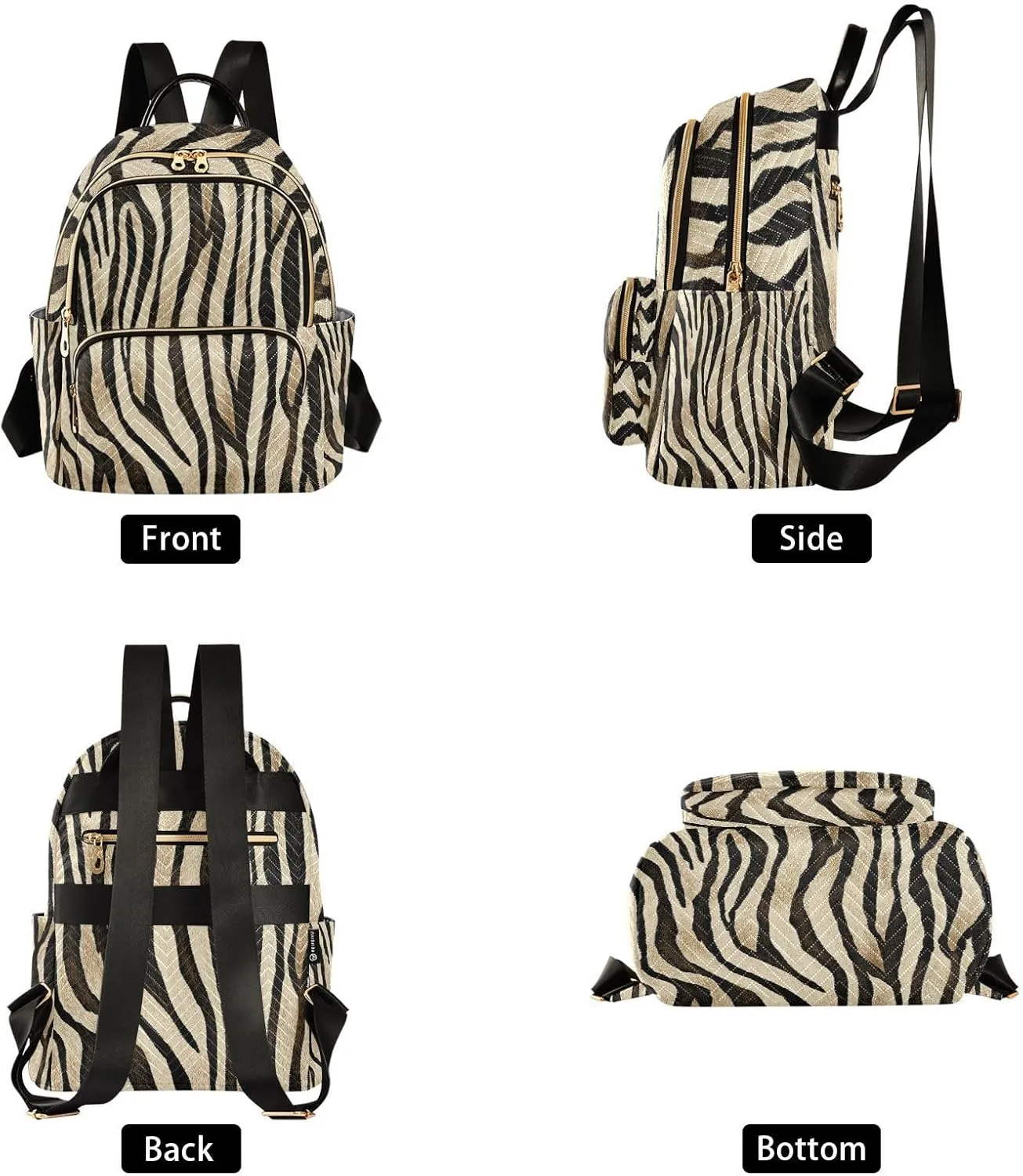 Vintage Zebra Print Animal Mini Backpack Purse for Women Travel Bag Lightweight Shoulder Bag Fashion Daypack