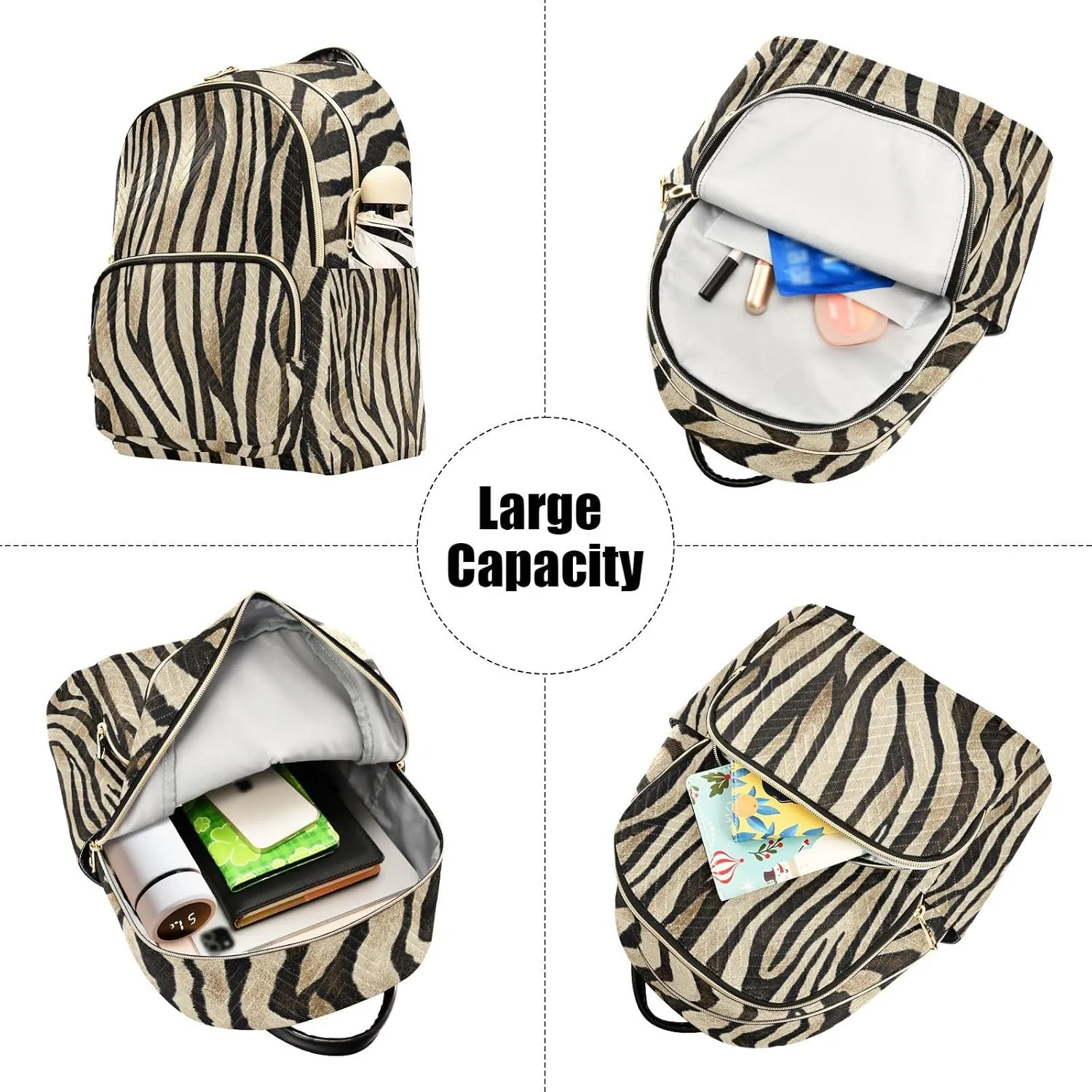 Vintage Zebra Print Animal Mini Backpack Purse for Women Travel Bag Lightweight Shoulder Bag Fashion Daypack
