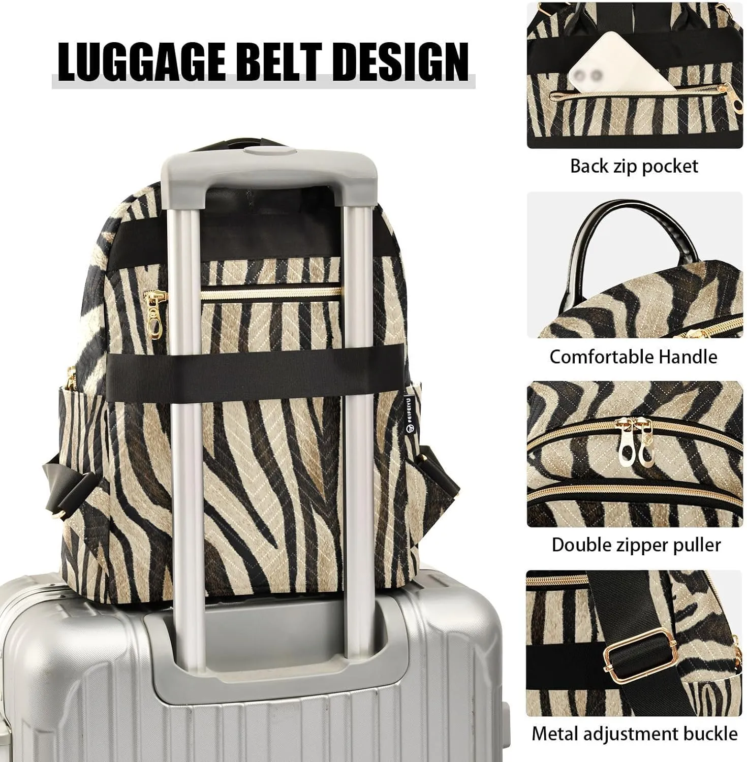 Vintage Zebra Print Animal Mini Backpack Purse for Women Travel Bag Lightweight Shoulder Bag Fashion Daypack