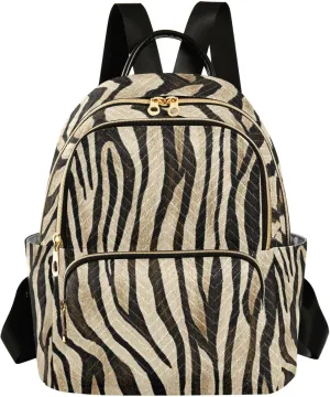 Vintage Zebra Print Animal Mini Backpack Purse for Women Travel Bag Lightweight Shoulder Bag Fashion Daypack