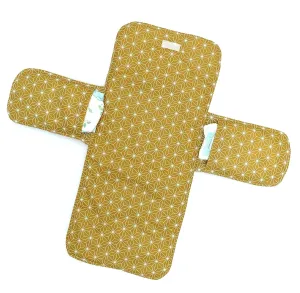 Washable Nappy Bag with Changing Mat for Travelling  Materials Oek-Tex Standard Certified  Made in Germany  Happy Star Yellow, Floral Pink Blush Beige