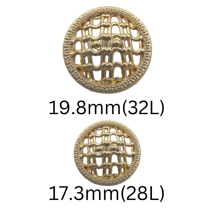Wavy Wonder Net Metallic Flow Metal Shank Button (Pack of 8 Buttons)