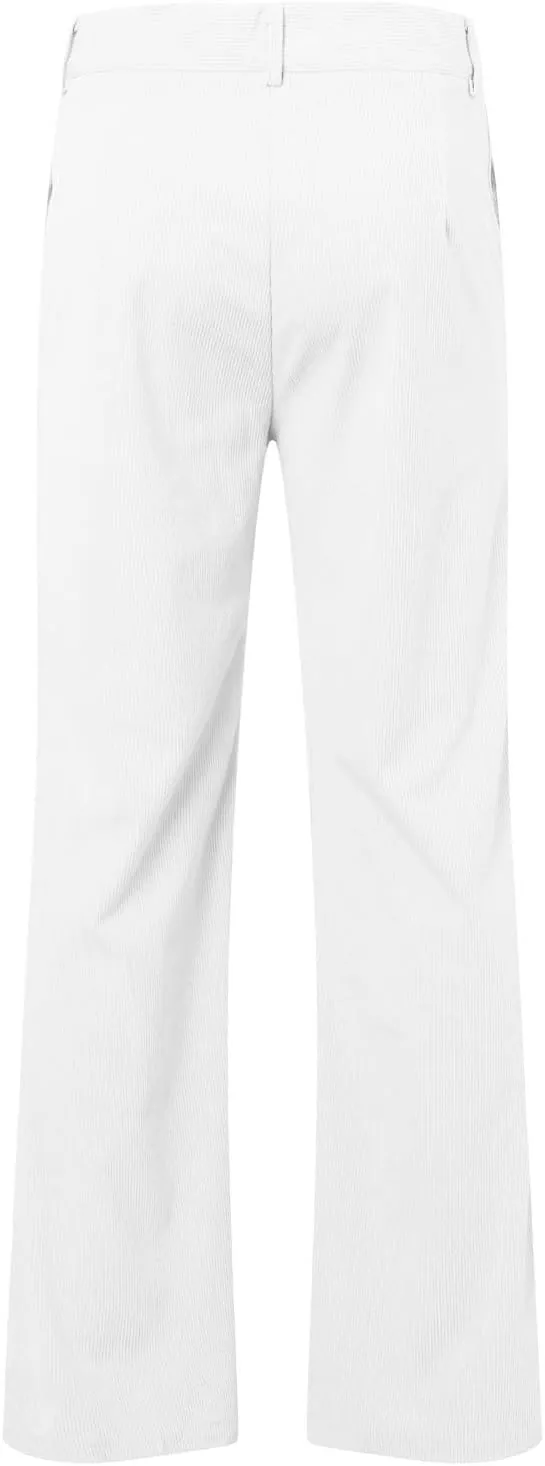 Wide Leg Pants Dress Pants Solid Color Loose Comfy Slim Fit Corduroy Elastic Waist Baggy Casual Pants with Pockets